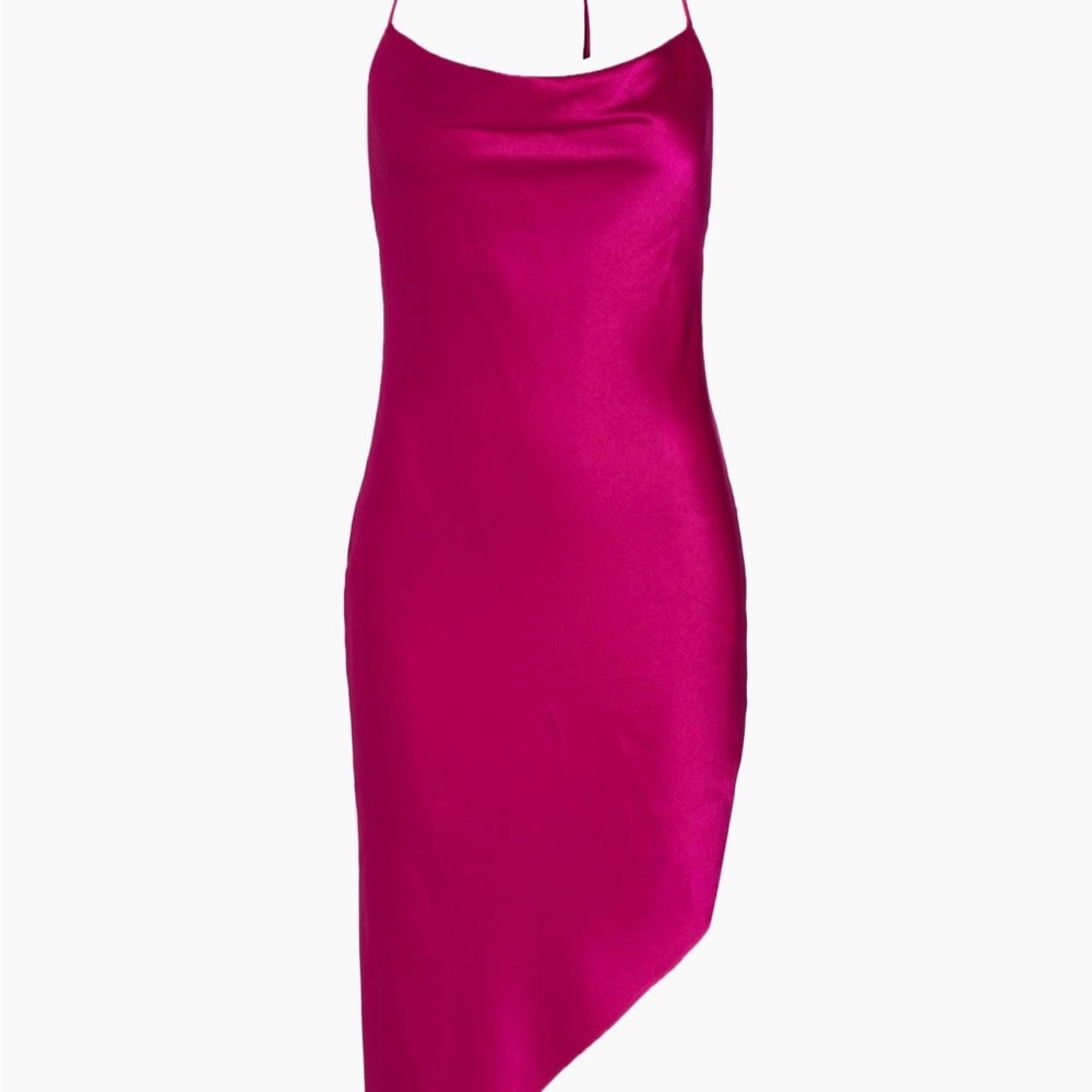 Alice + Olivia Harmony Asymmetric Satin Slip Dress